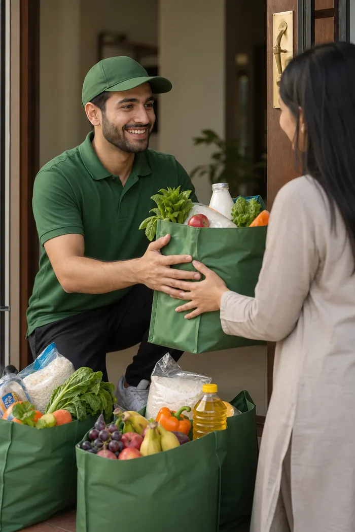 Grocery delivery in Pakistan with essentials delivered to a customer at home
